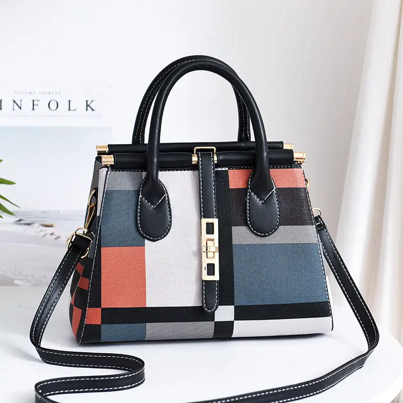 European American Style Large PU Handbag Boston Horizontal