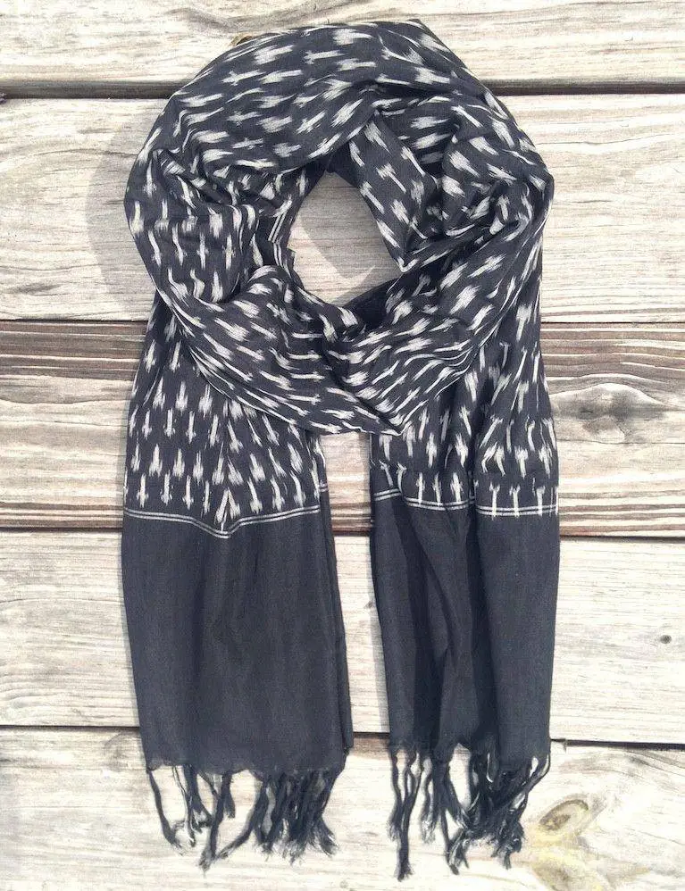 Classic Black Ikat Scarf