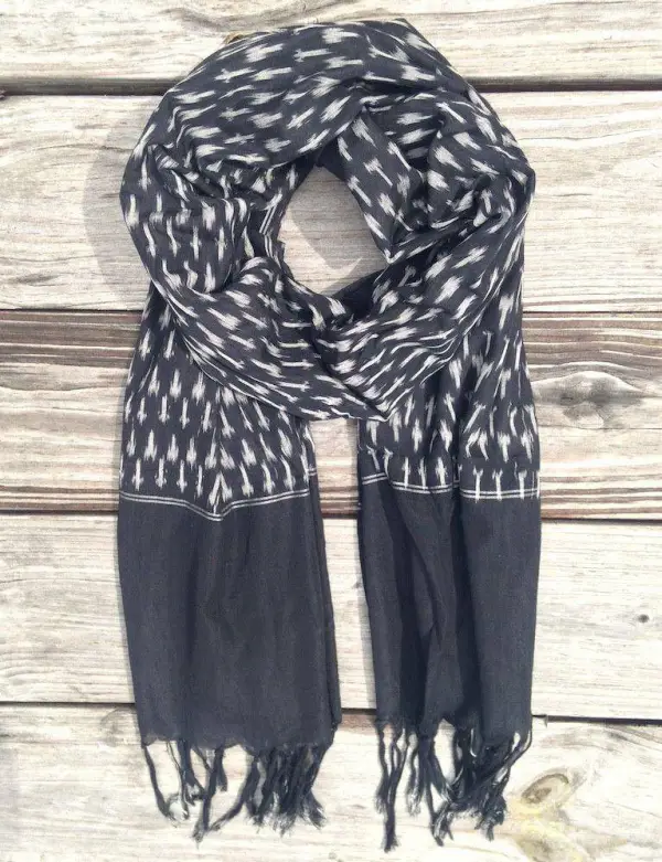 Classic Black Ikat Scarf