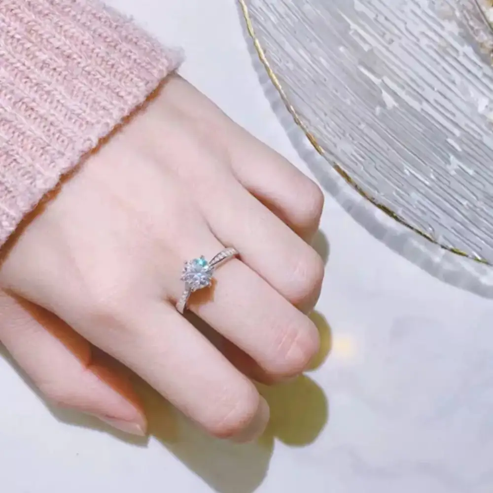 Simple Sterling Silver Moissanite Ring