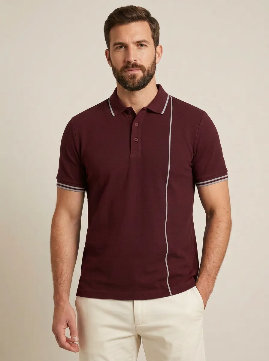 Men's Minimalist Vertical Stripe Polo Shirt