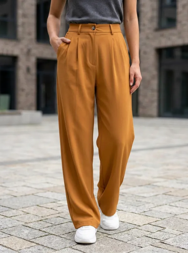 Women's High-Waisted Pleated Trousers