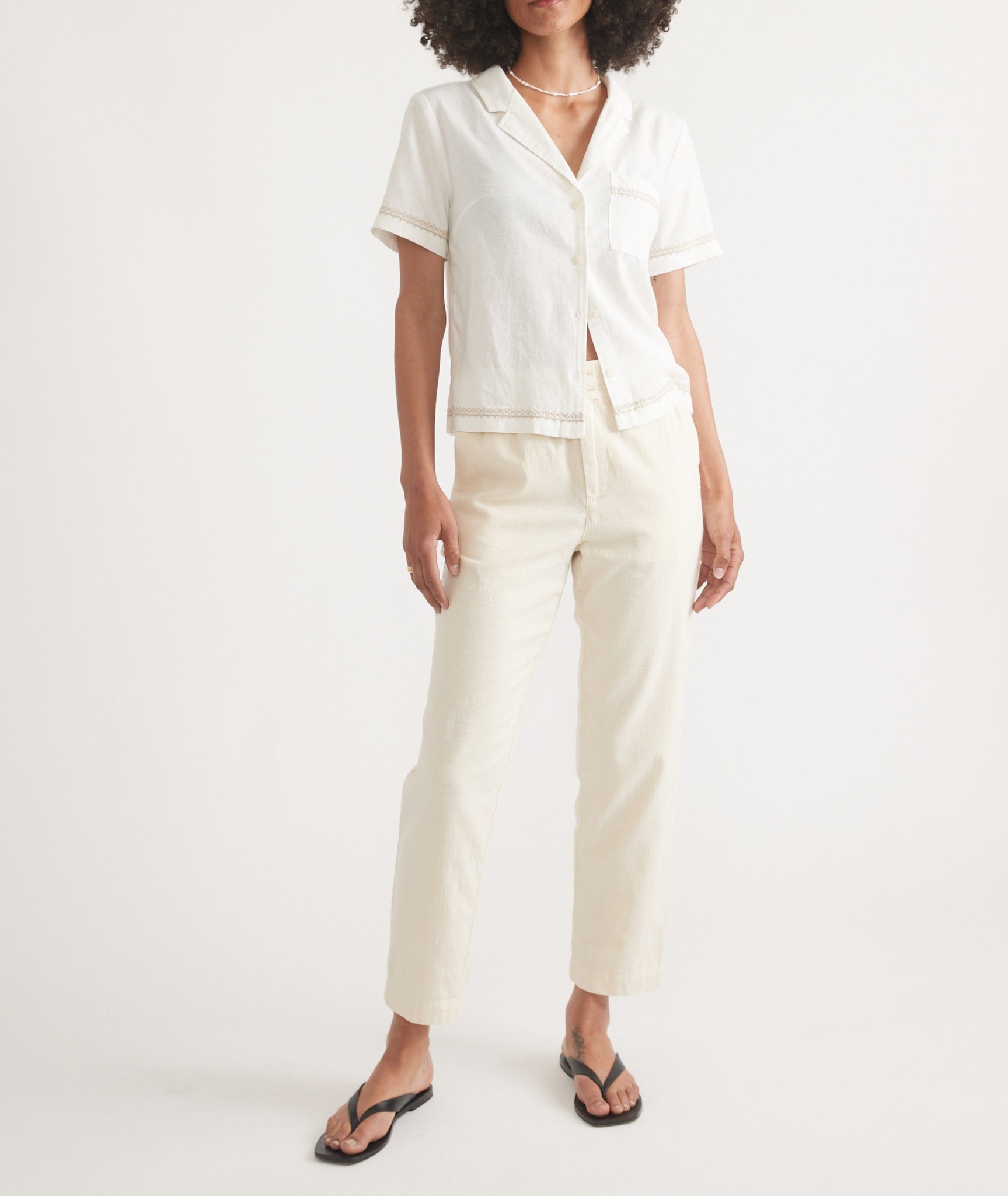 Crisp White Cropped Trousers