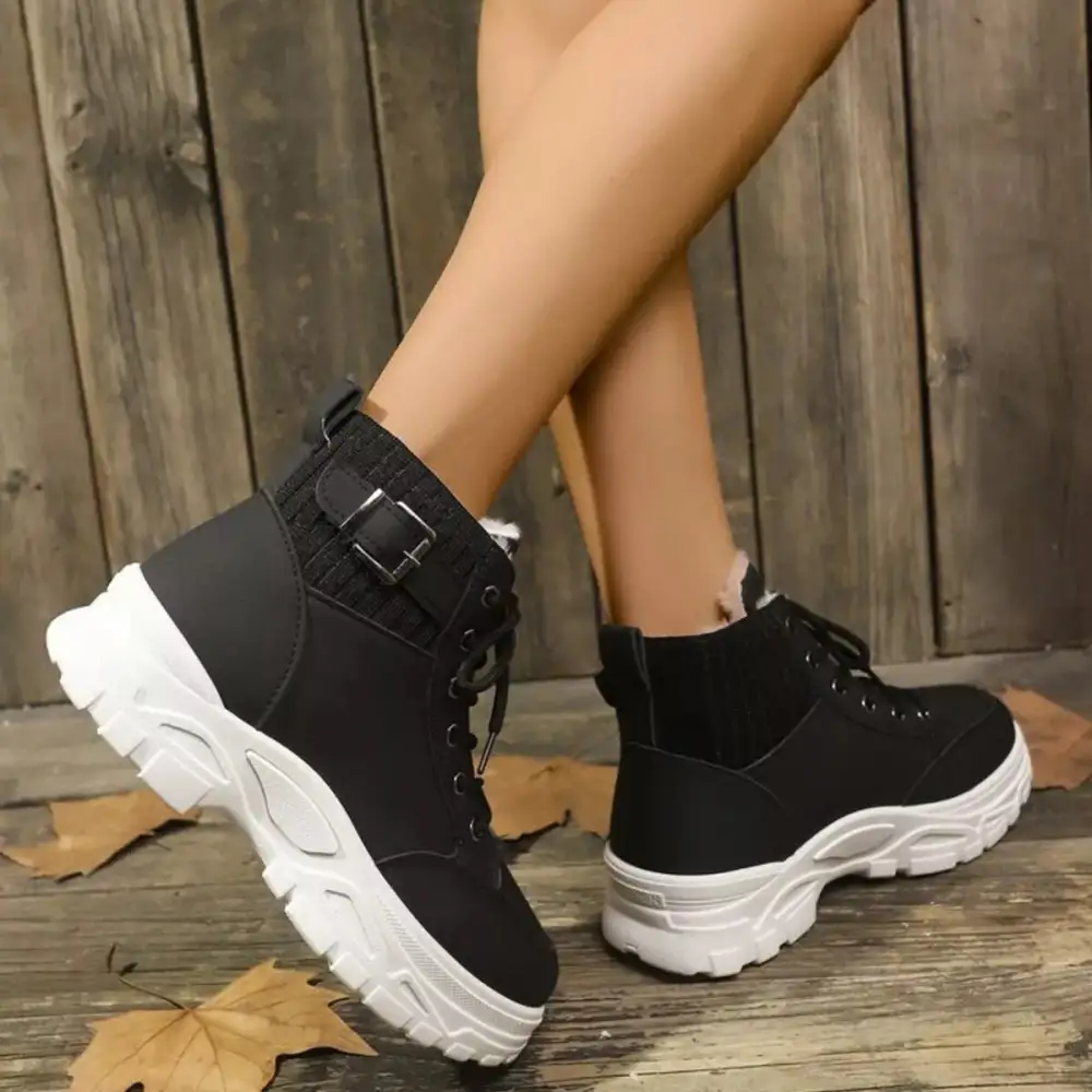 Plush Lining Lace Up Boots