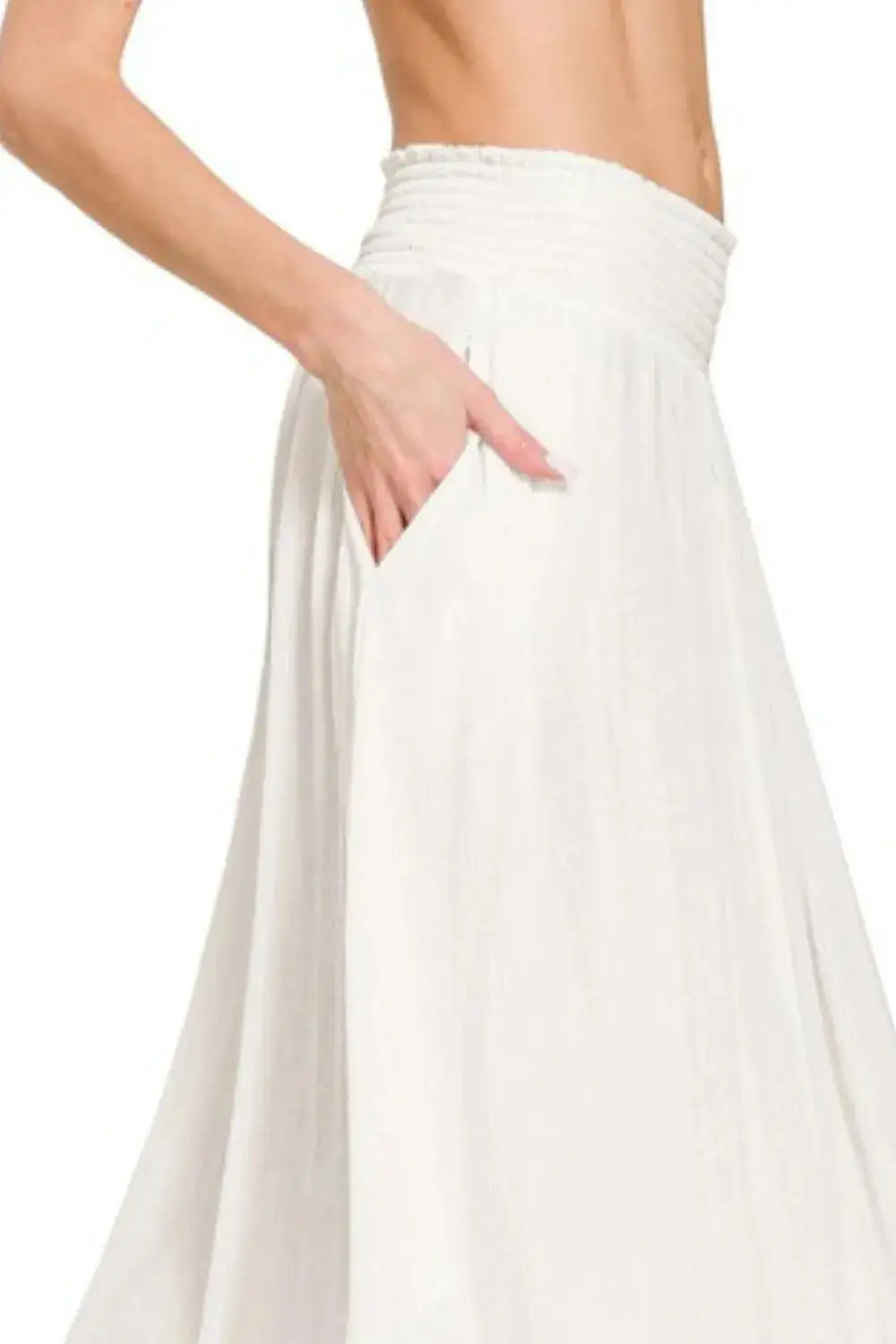 Softened Smocked Pocket Detail Skirt