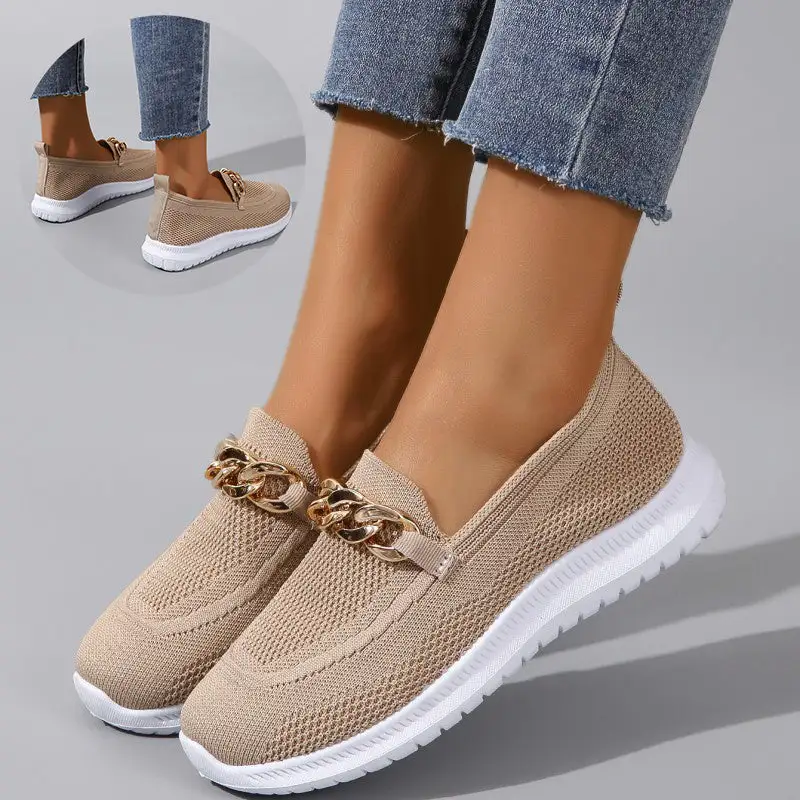 Mesh Chain Detail Breathable Lightweight Sneakers