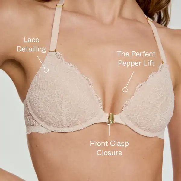 Lace Racerback Lift Up Bra Sand