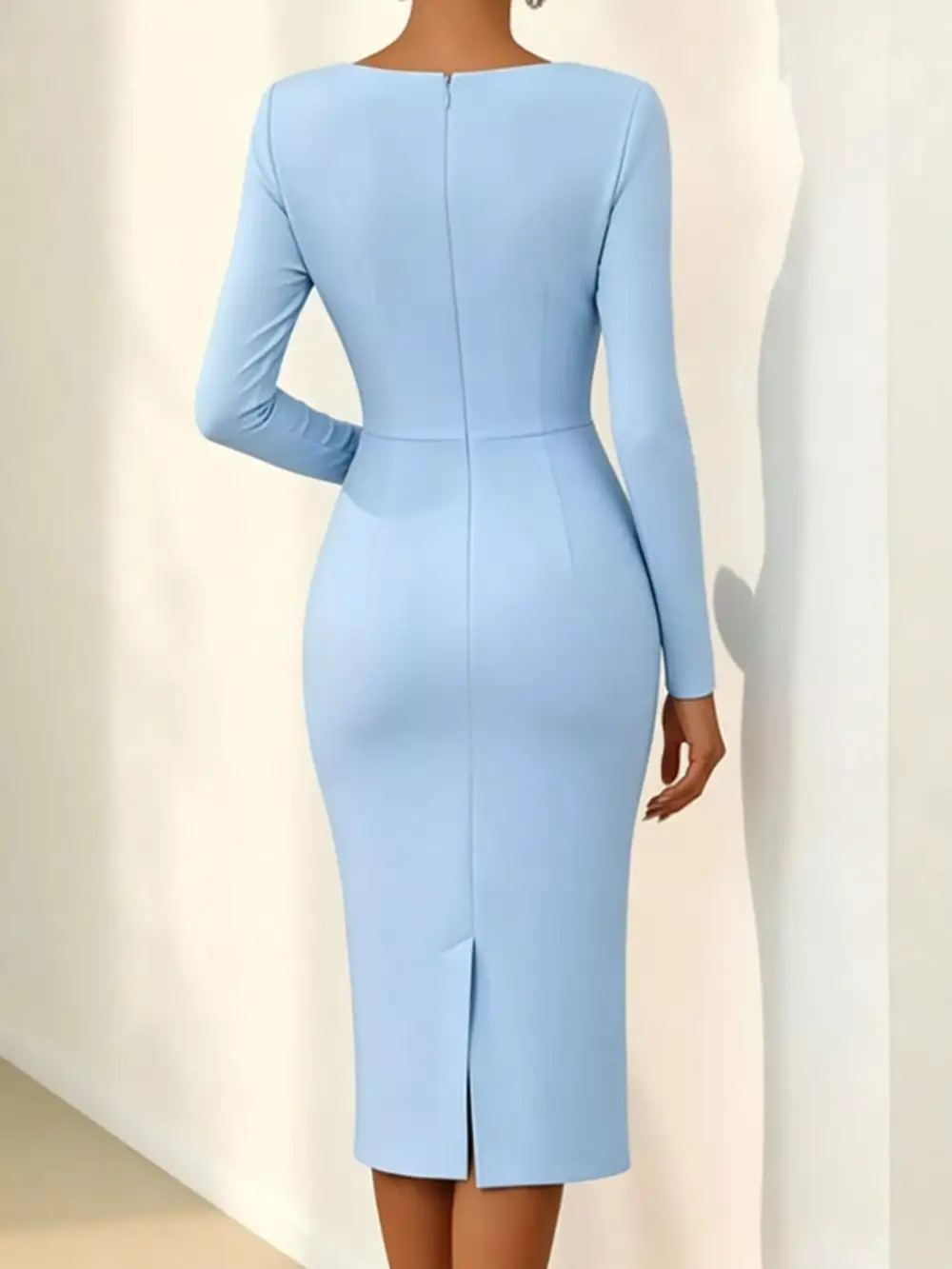 Asymmetric Neck Embellished Midi Dress