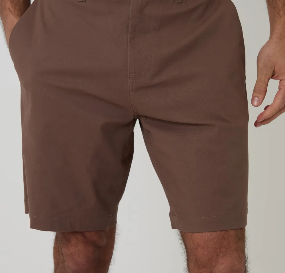 Men's Brown Regular-Fit Stretch Chino Shorts
