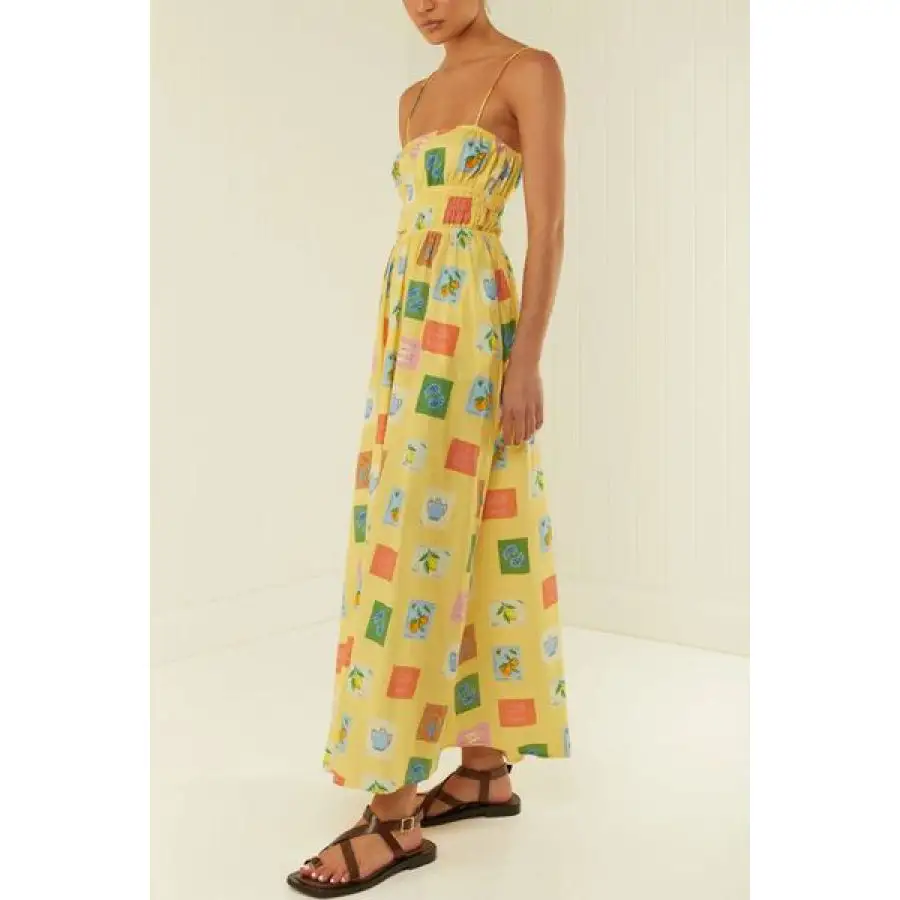 Modern Printed Square Neck Maxi Cami Dress