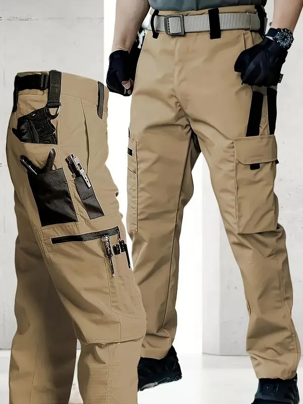 Men's durable outdoor training pants, men's multi-pocket work pants