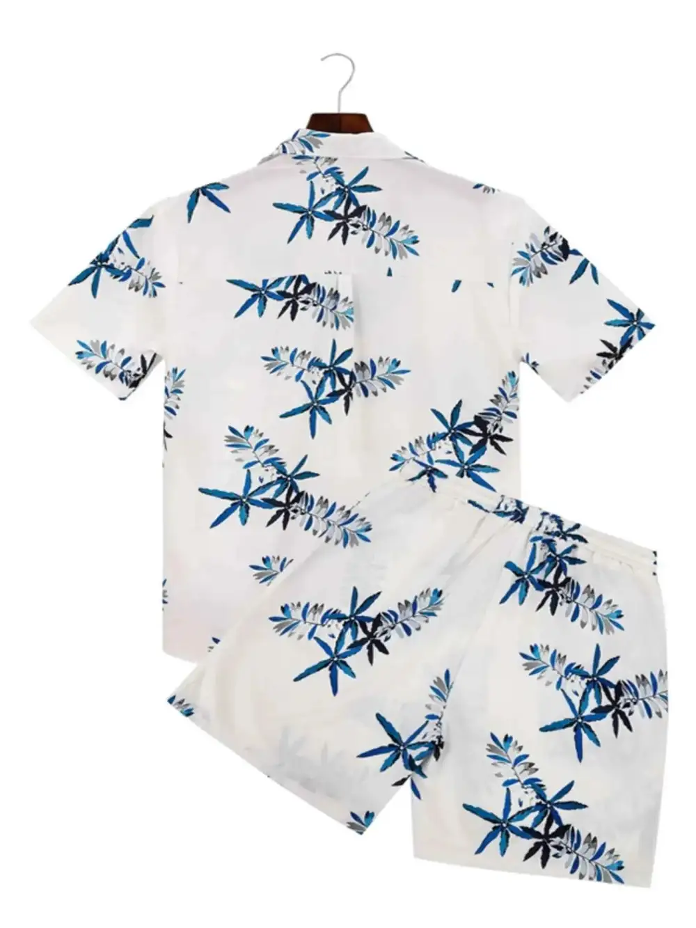 Printed Button Up Shirt and Shorts Set