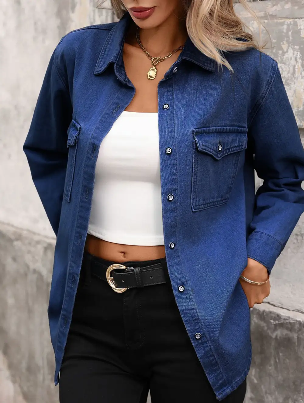 Washed Denim Cardigan Long Sleeve Jacket