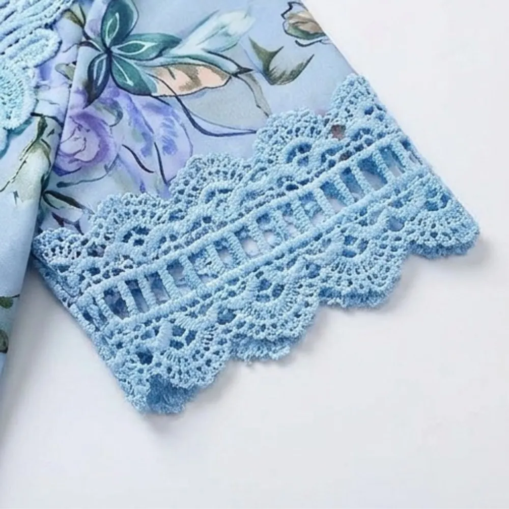 Lace Yoke Floral Blouse