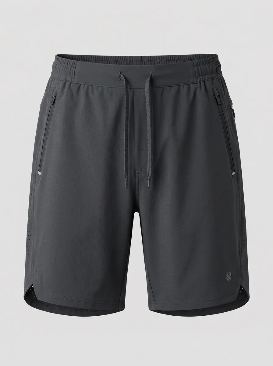 Men's Athletic Breathable Zipper Pocket Training Shorts