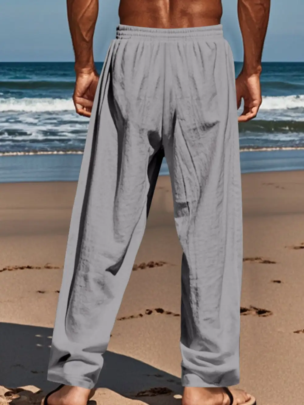 Men's Full Size Button Fly Drawstring Pants Plus