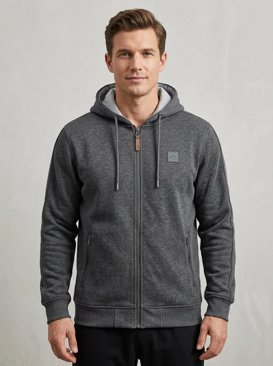 Men's Mountain Graphic Hooded Zip-Up Sports Jacket