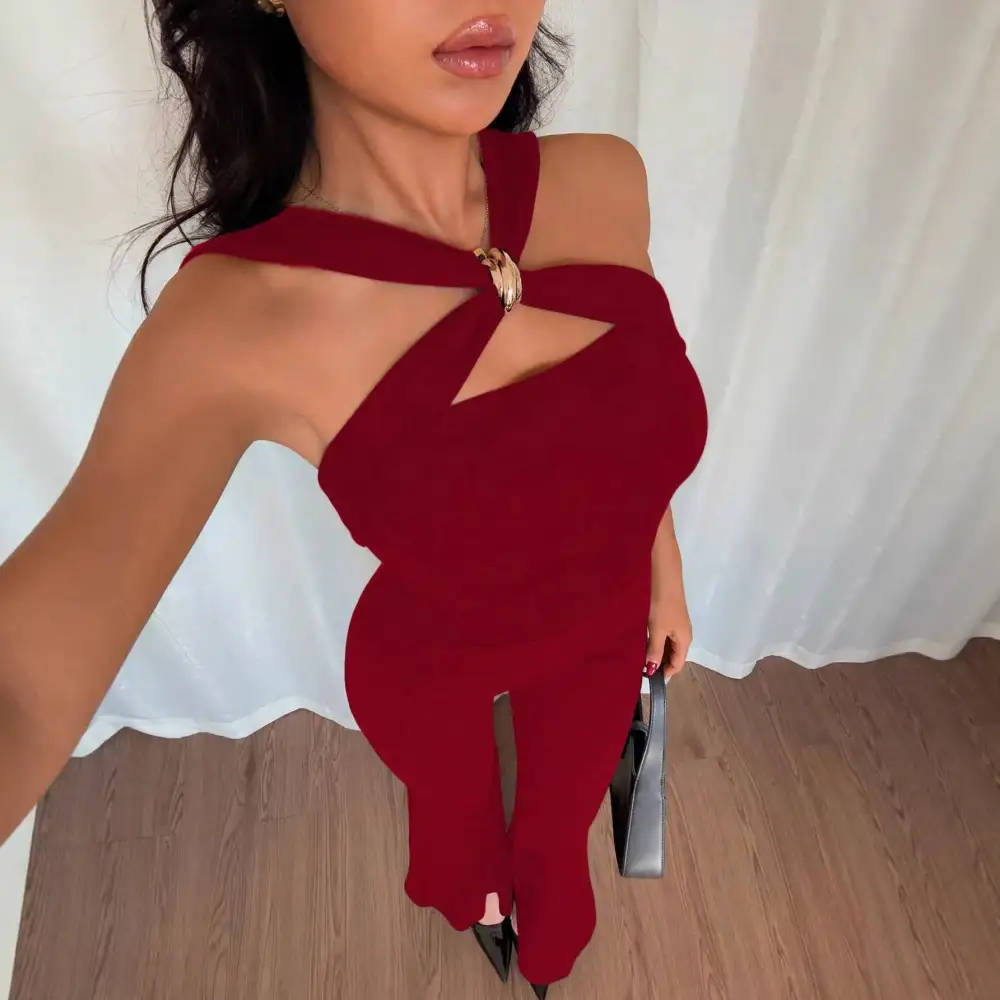 Chic Metal Wide Leg Jumpsuit