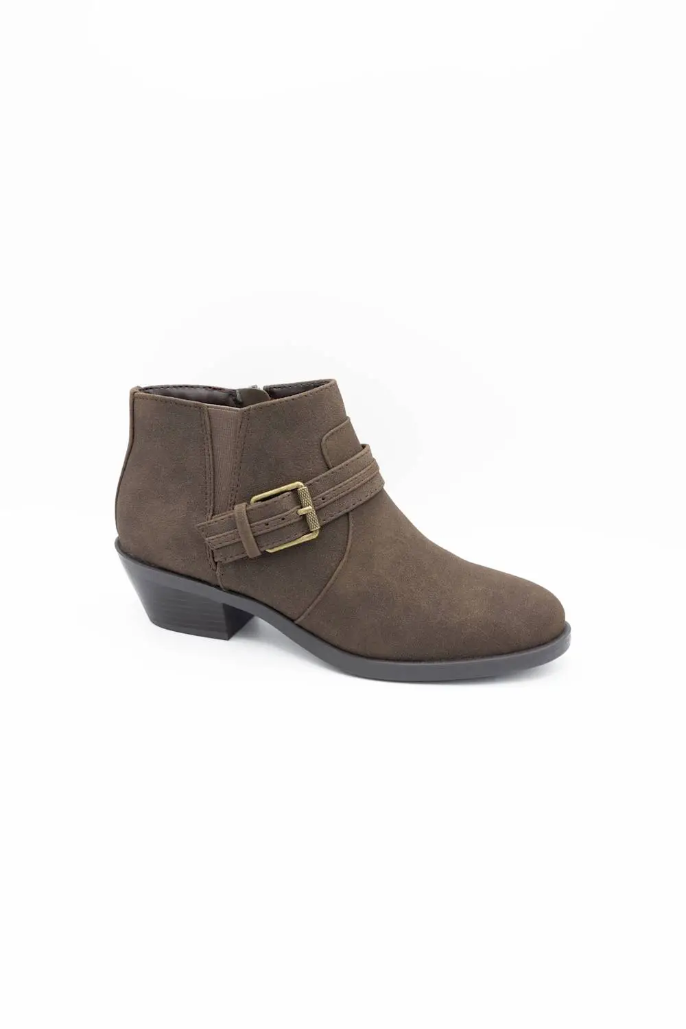 Classic Suede Zip Entry Round Toe Ankle Bootie