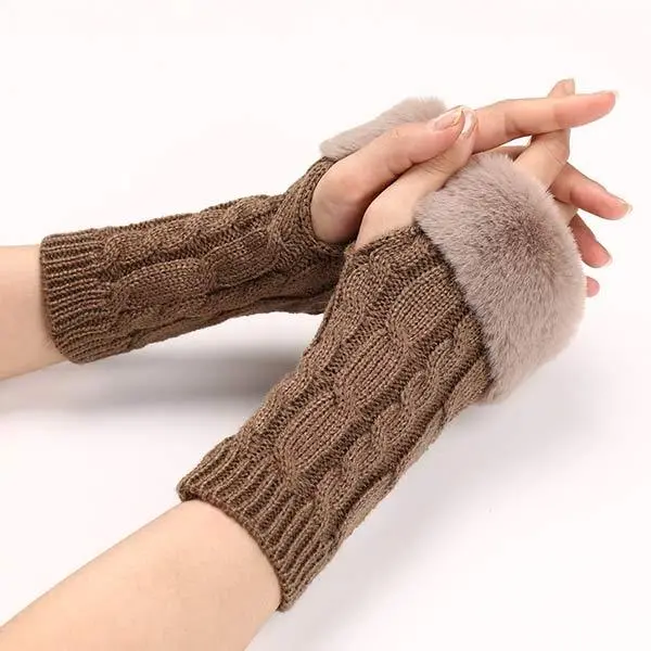 Women'S Fingerless Wool Warm Gloves 47187161C