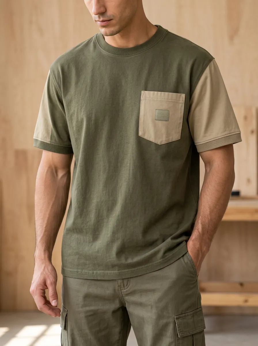 Men's Utility T-Shirt with Ribbed Cuffs