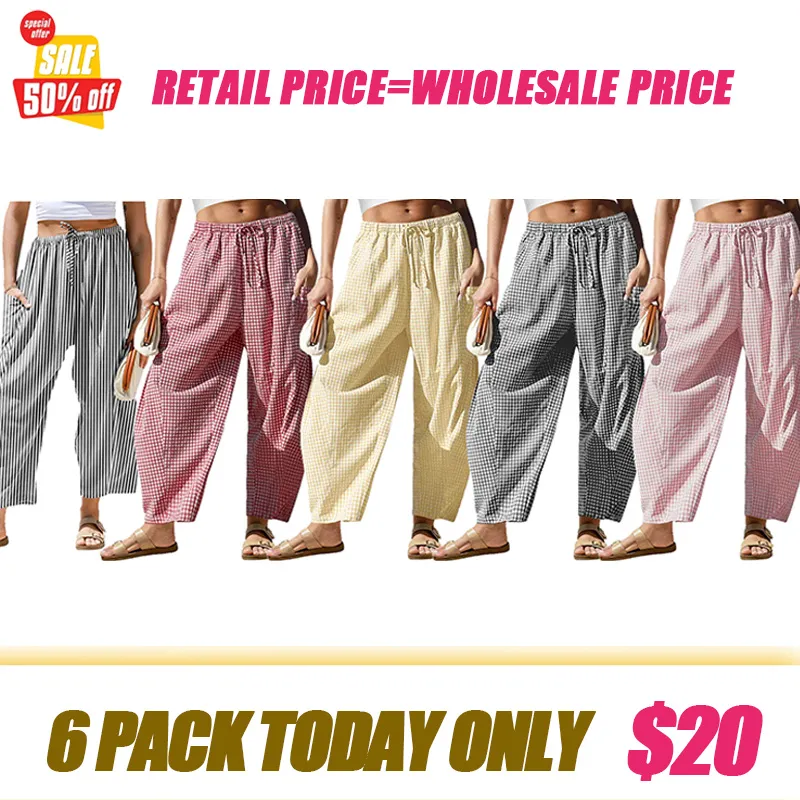 Women's wide-leg plaid harem pants
