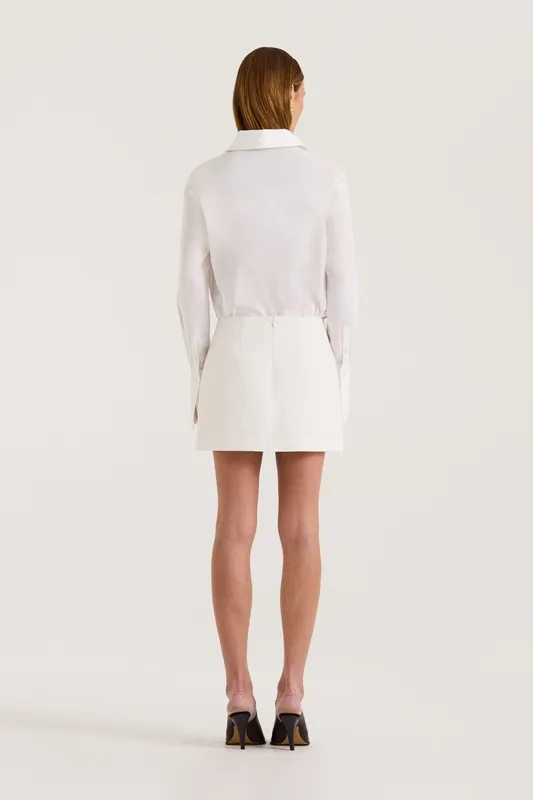 White Low-Rise Mini Skirt