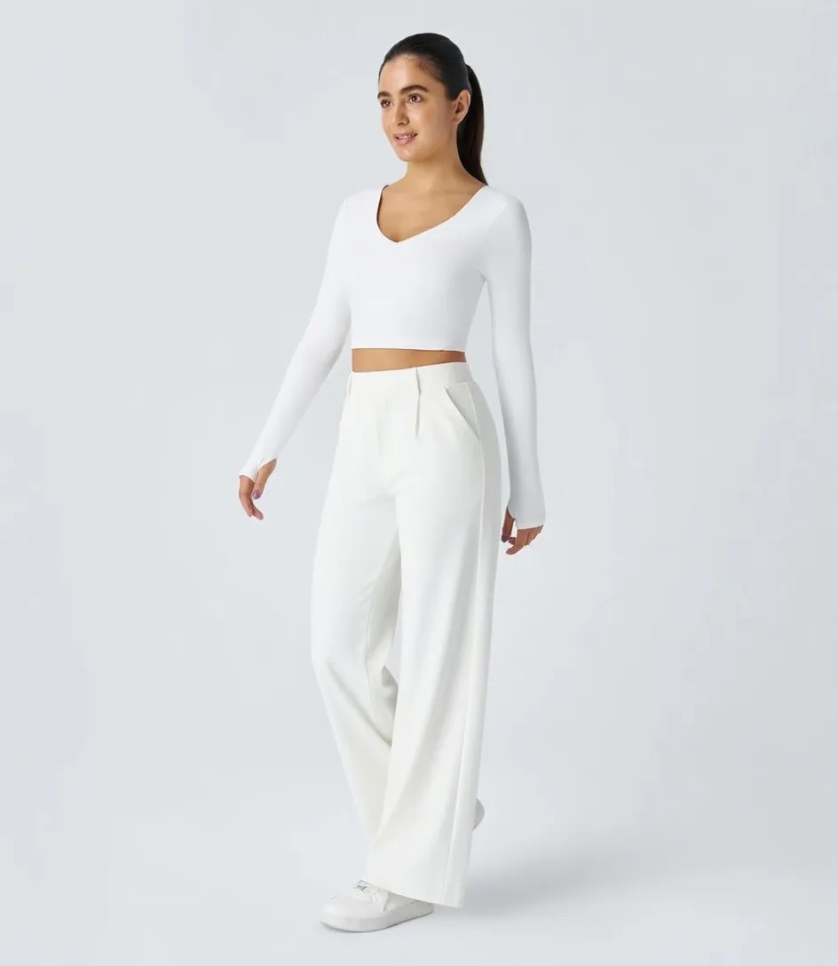 High-waist Pocket Straight-leg Work Pants