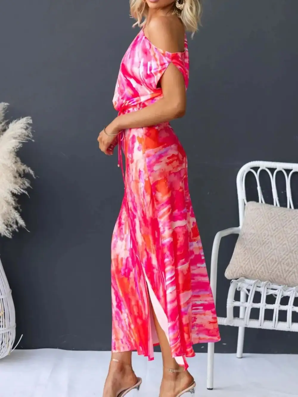 Easy Fit Printed Slit Dress