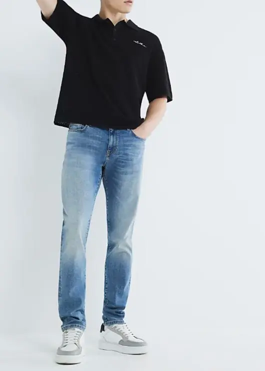 Men's  Blue Skinny Fashion Long Casual Jeans