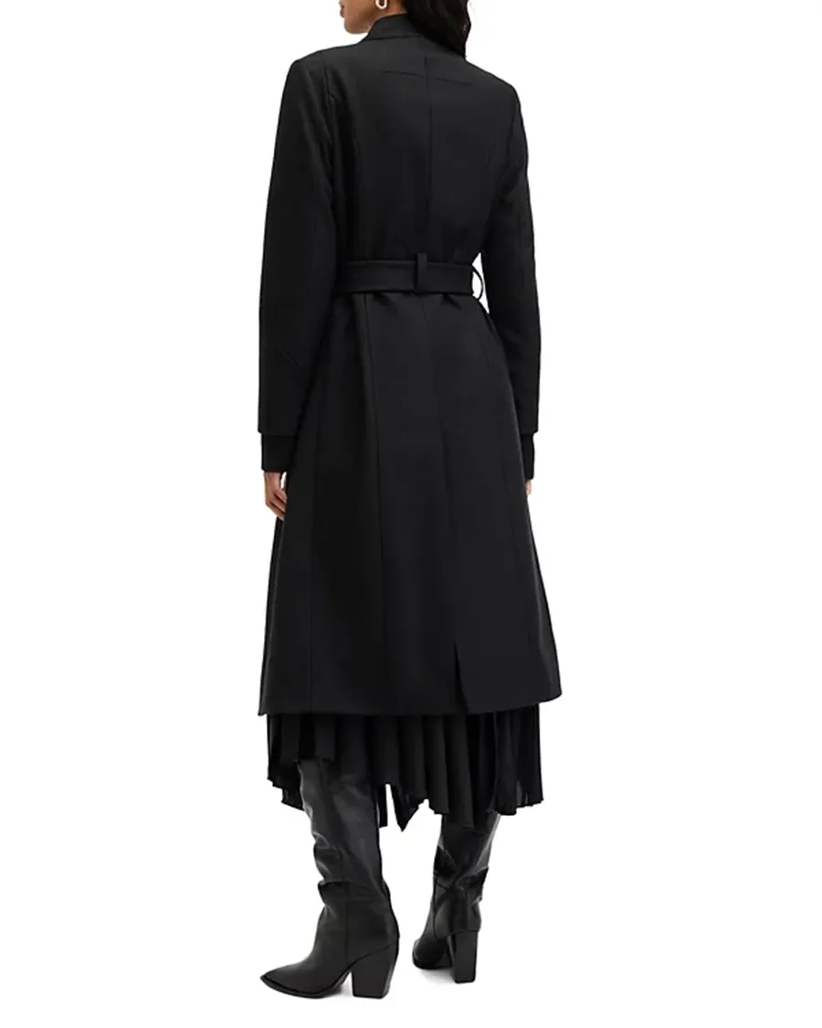 Wrap Around Belted Long Line Wool Coat