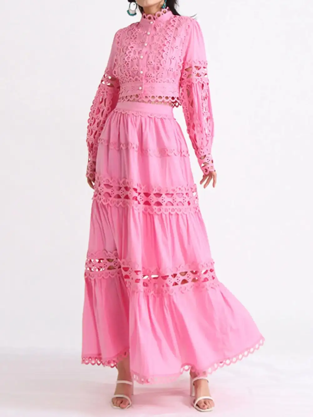 Sharp Button Front Long Sleeve Coordinated Set