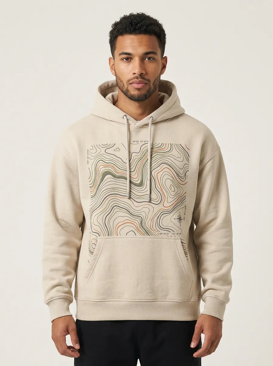 Men's Ridge Hiking Topographic Graphic Hoodie