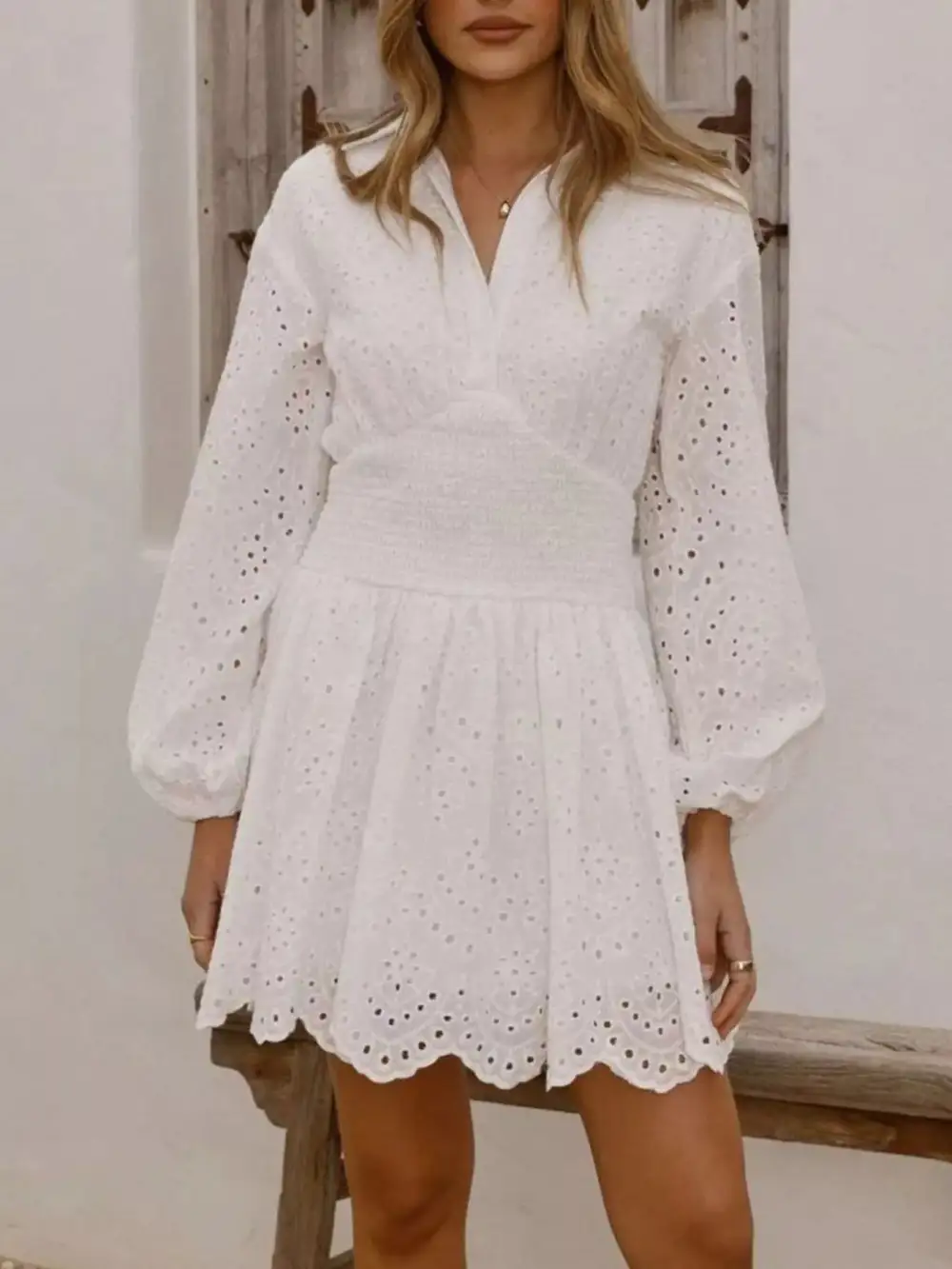 Eyelet Mini Dress