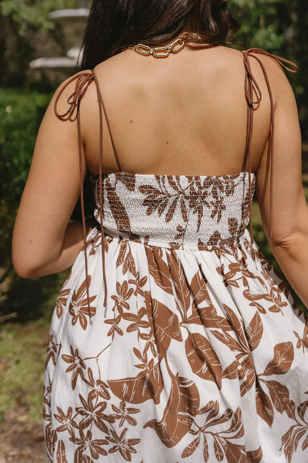 Plant Print Spaghetti Strap Dress
