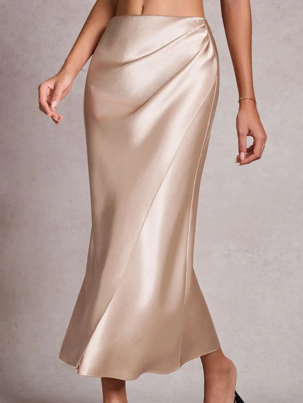 Satin Elastic Waist Bodycon Skirt