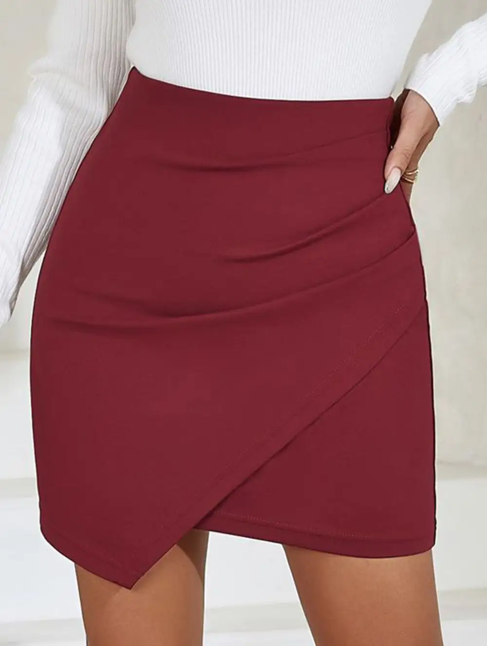 Ruched High Waist Bodycon Mini Skirt