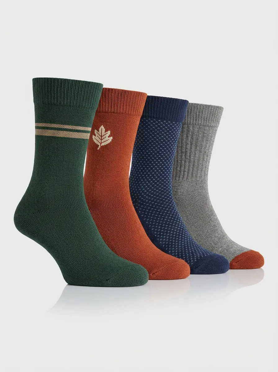 Everyday Leaf Nature Men's Four-Pair Long Socks