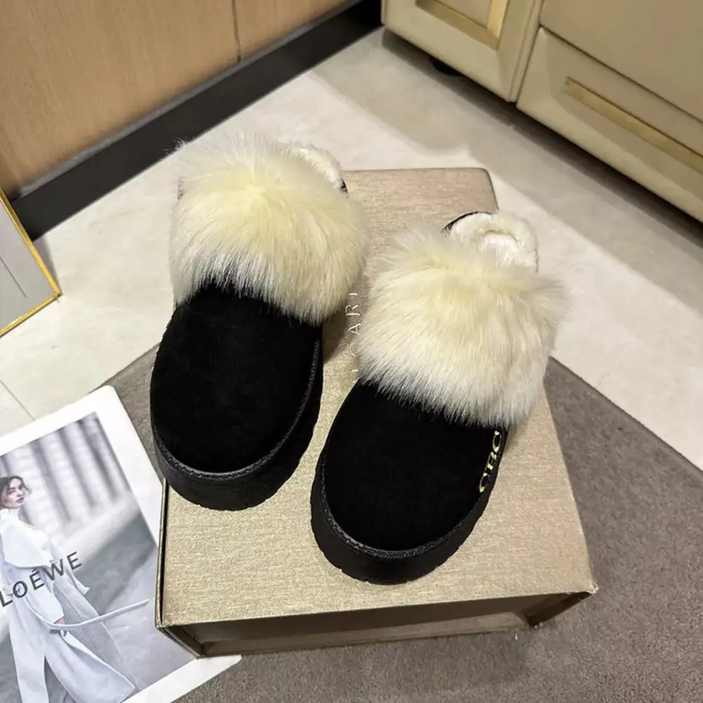 Furry Platform Slippers