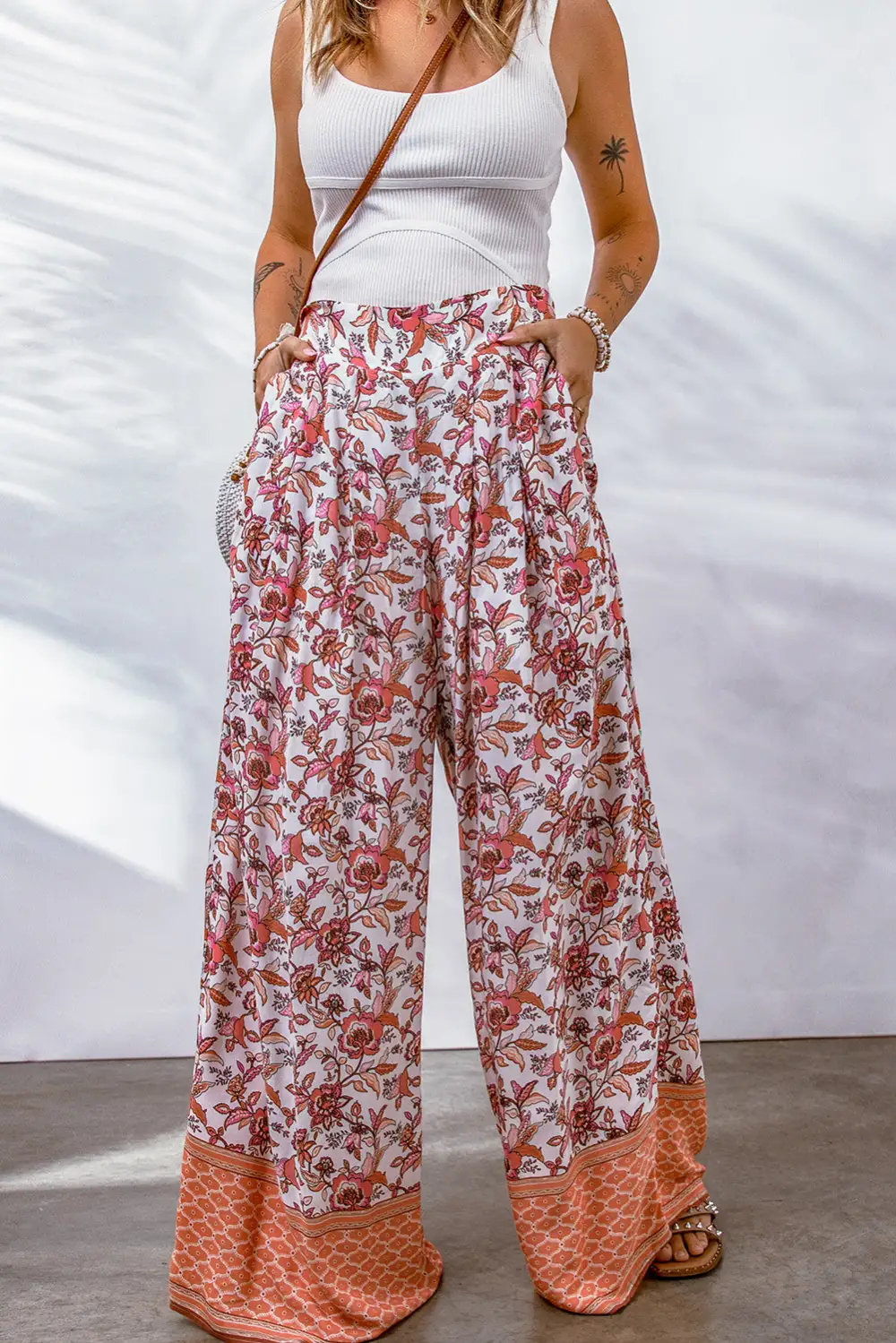 Pleated Straight Leg Pants
