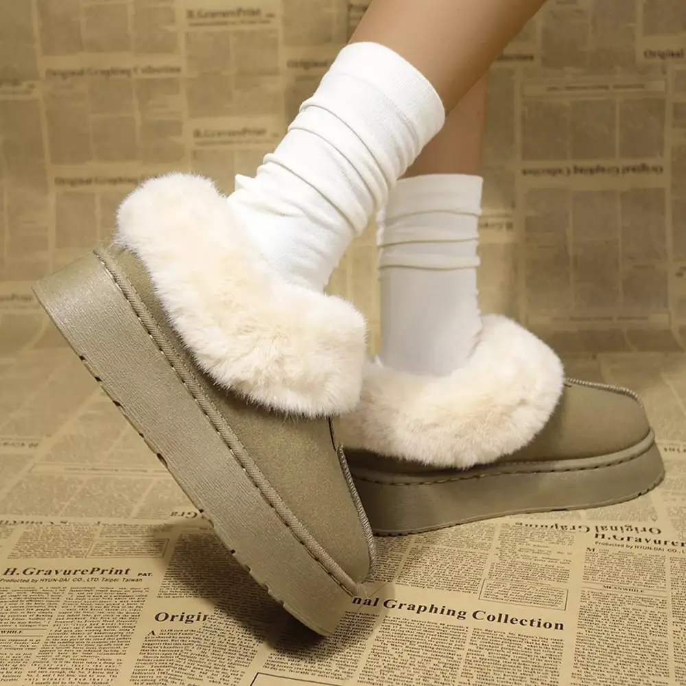 Fuzzy Platform Ankle Boots