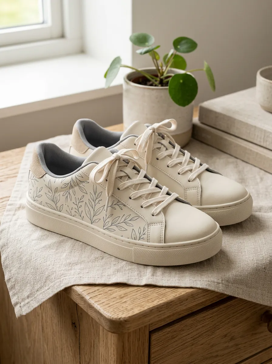 Women's Graphic Botanical Leaf Pattern Skate Shoes