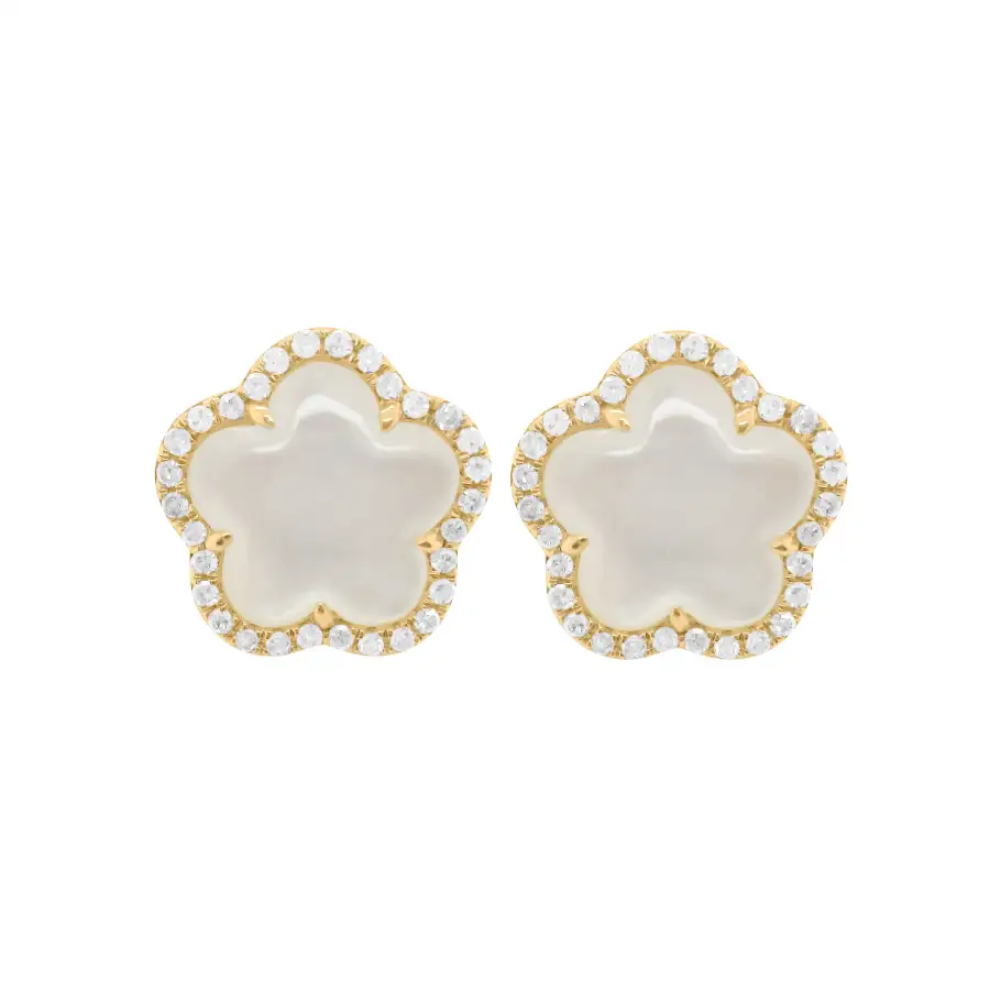 Modern Floral Pear Stud Earrings