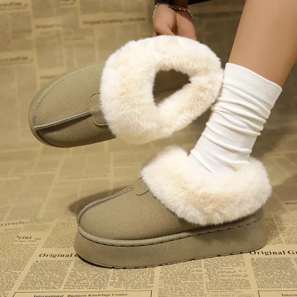 Fuzzy Platform Ankle Boots