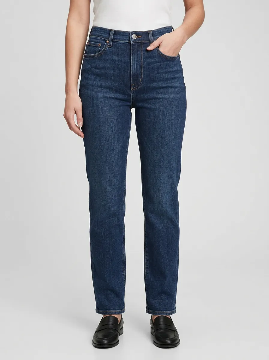Straight Leg Pocket Detail Relaxed Denim Jeans