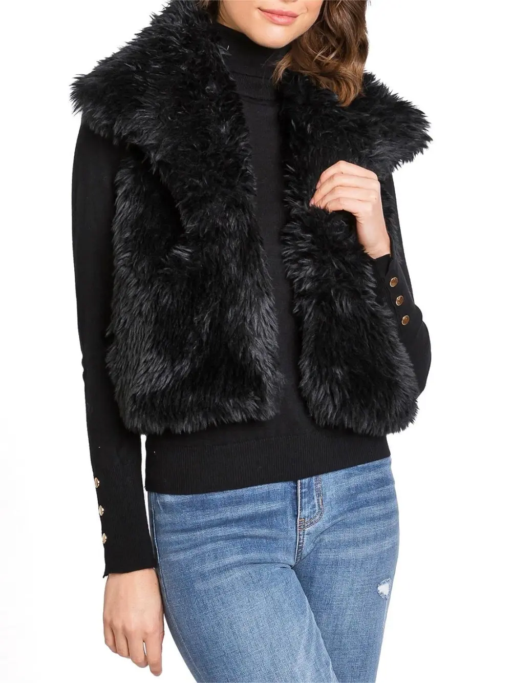 Creamy Faux Fur Sleeveless Vest