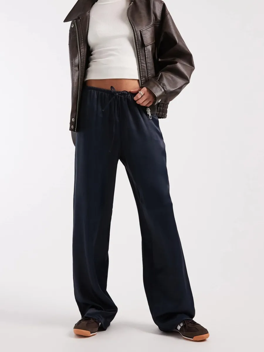 Casual Drawstring Plain Pants