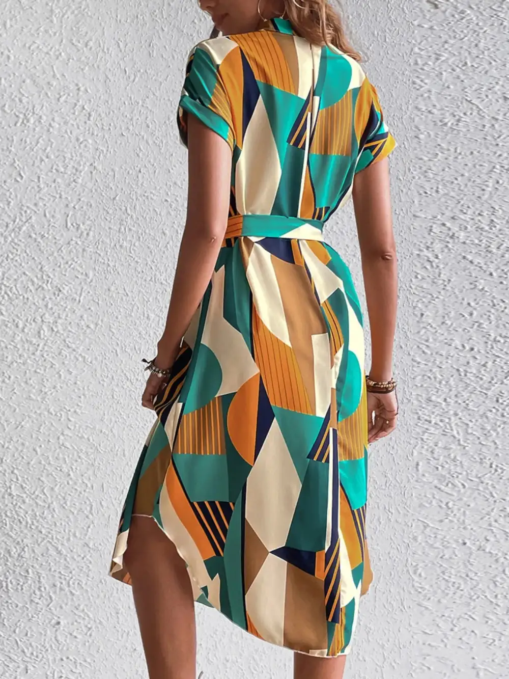Easy Fit Tie Waist Short Sleeve Dress
