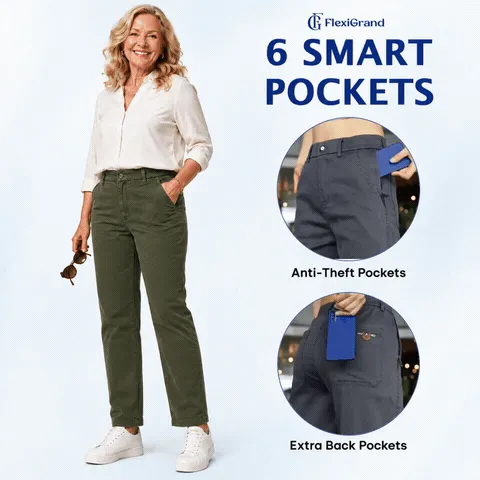 🔥Hot Sale💥Women's Multi-Pocket Stretch Comfort Pants🔥8-Pack - All Colors Included