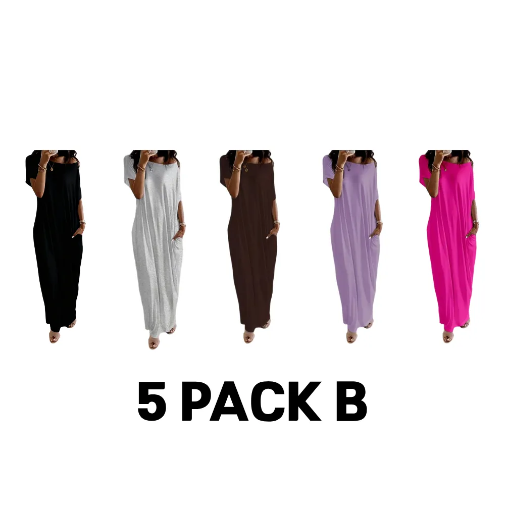 Women's Solid Color Batwing Sleeve Lounge Dress